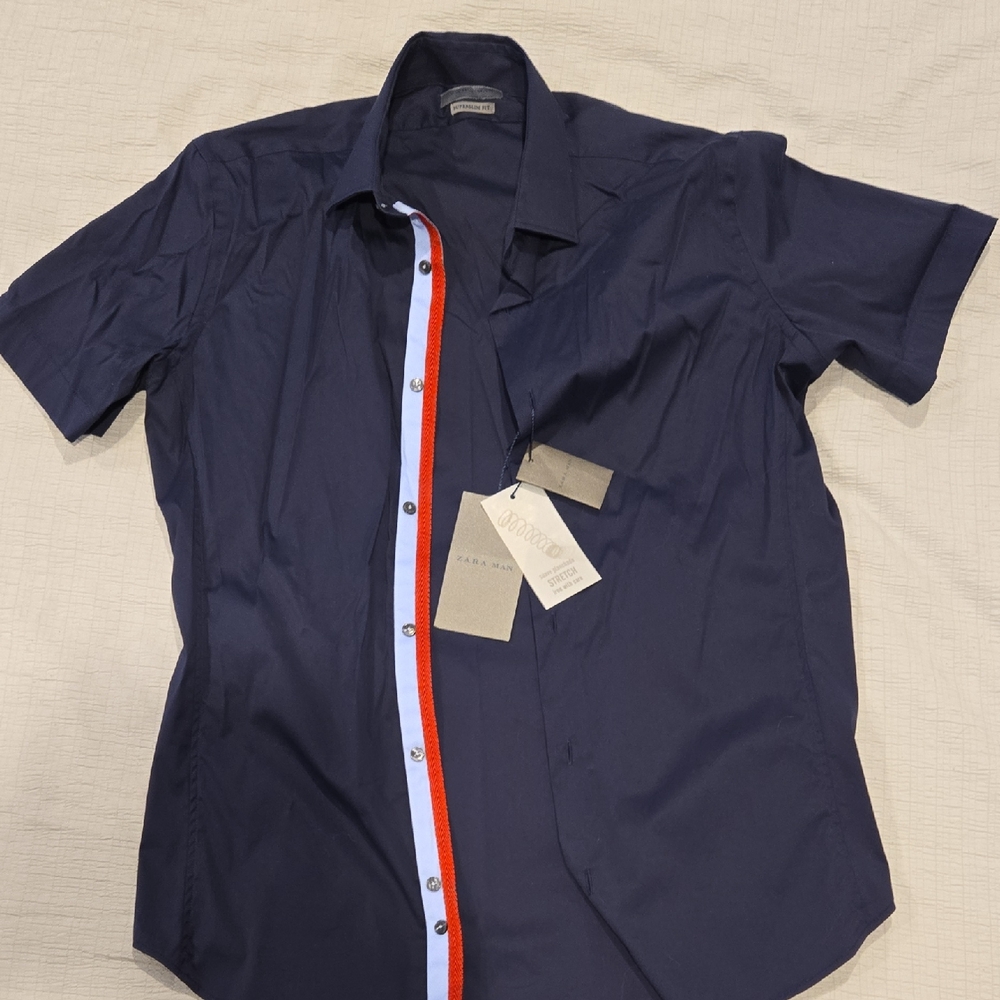 Zara Navy Blue Men's Shirt